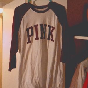 VS pink maroon 3/4 sleeve baseball tee